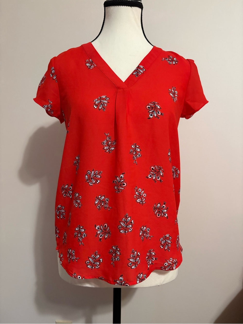 Loft cap sleeved top, red/orange color, XXSP, NWT